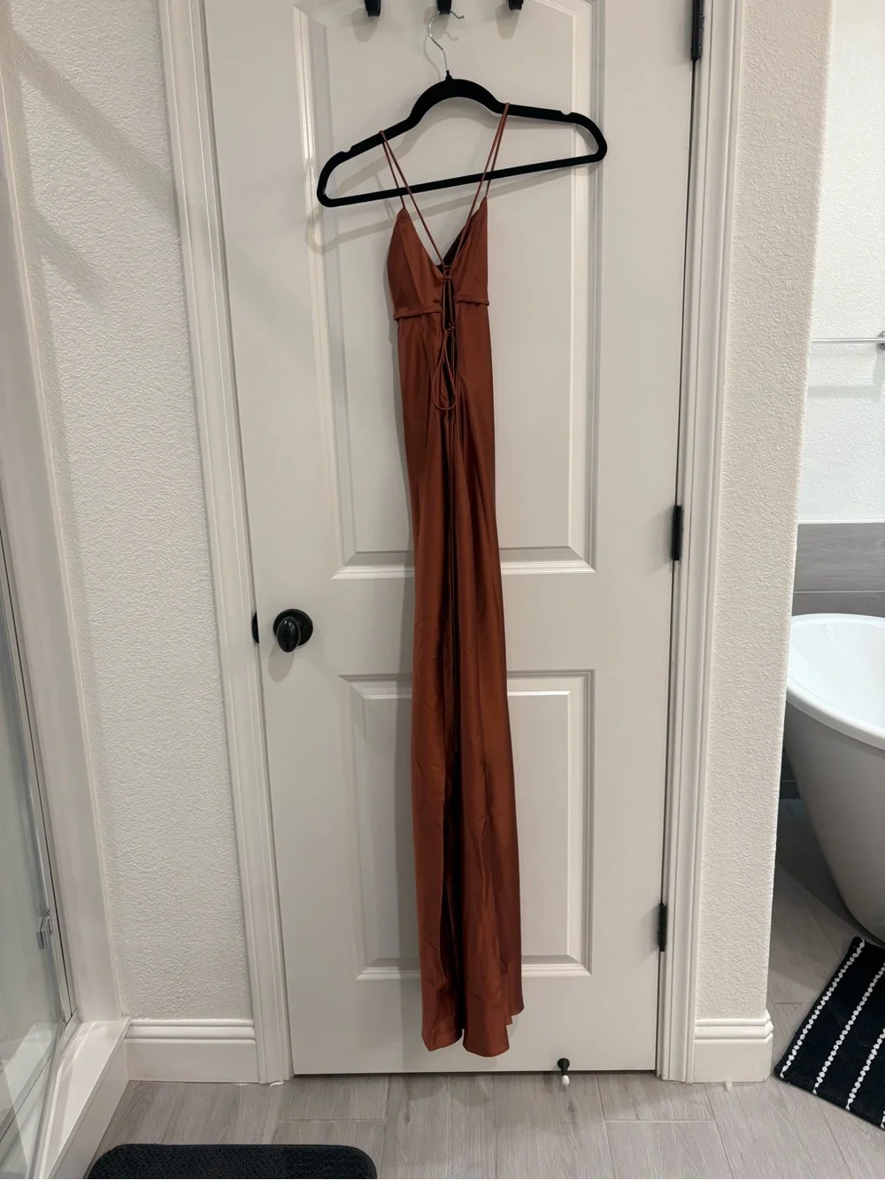 Baby Boo Fashion Malika Maxi Satin Dress - Rust - Picture 5 of 7